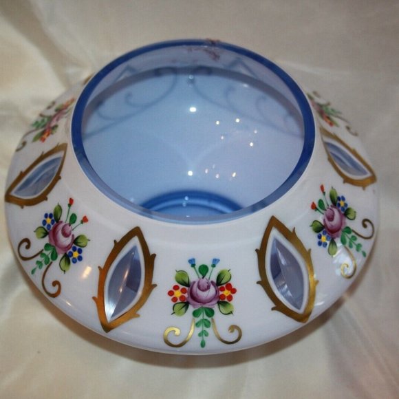 Czech Bohemian Baby Blue Cased to White Glass LARGE Lidded Candy Jar LOT 4362 - Picture 3 of 5